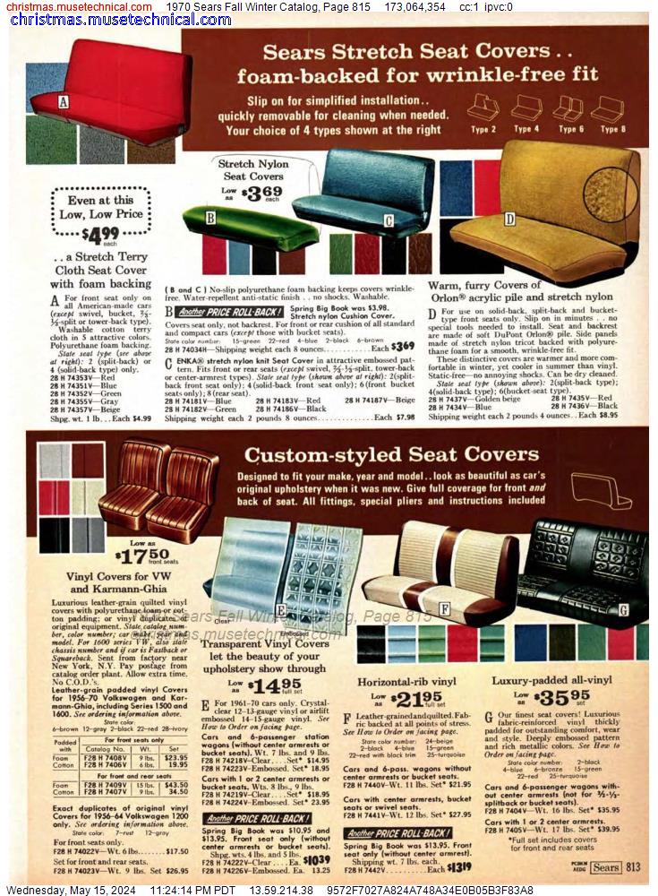 1970 Sears Fall Winter Catalog, Page 815