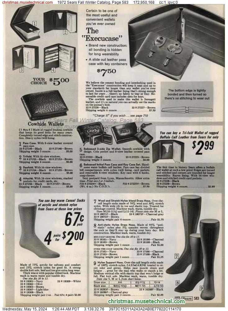 1972 Sears Fall Winter Catalog, Page 583