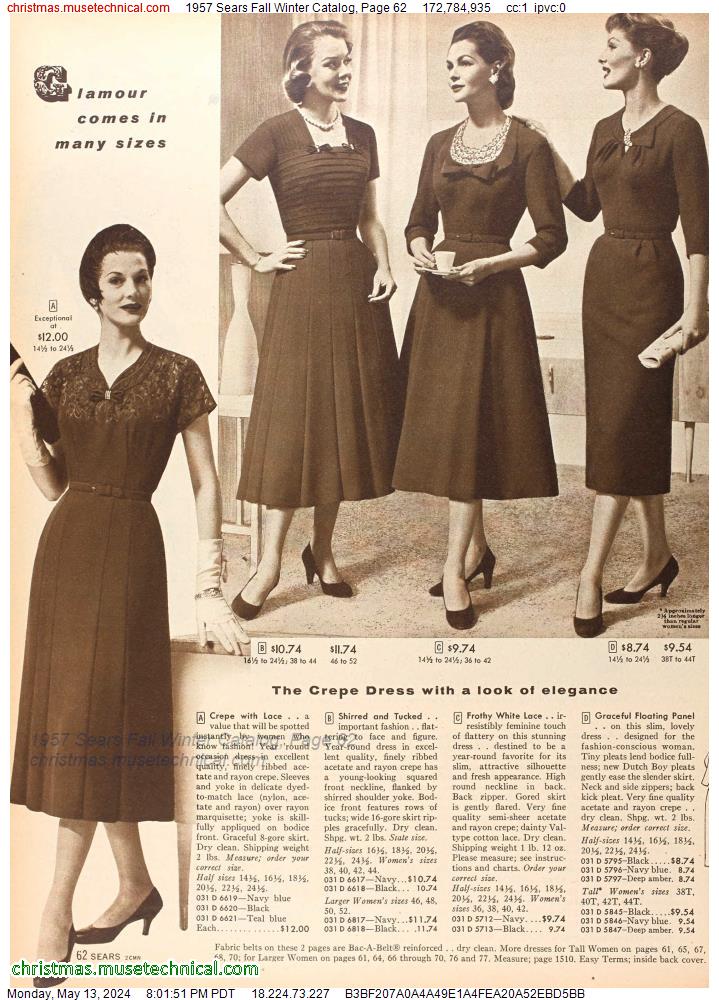 1957 Sears Fall Winter Catalog, Page 62