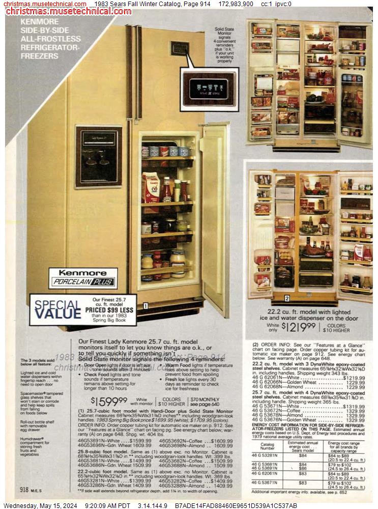 1983 Sears Fall Winter Catalog, Page 914