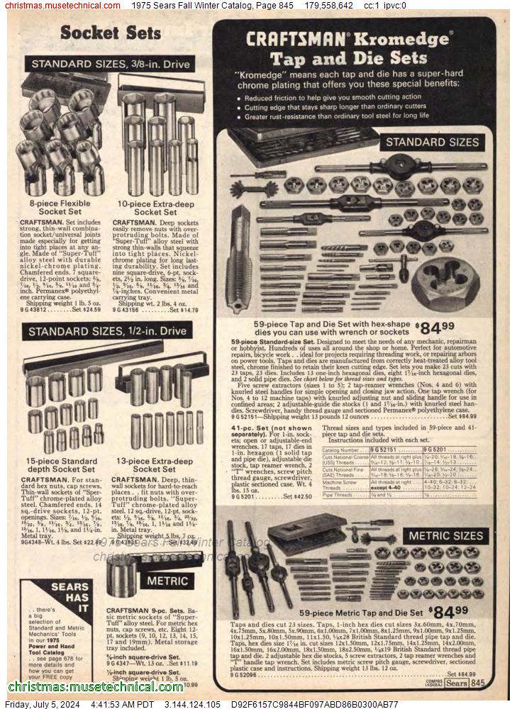 1975 Sears Fall Winter Catalog, Page 845