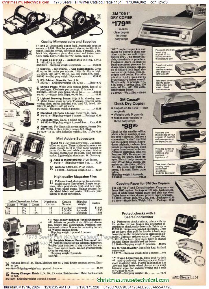 1975 Sears Fall Winter Catalog, Page 1151