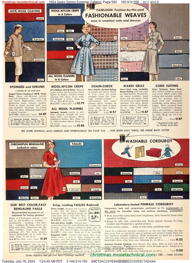 1954 Sears Spring Summer Catalog, Page 580
