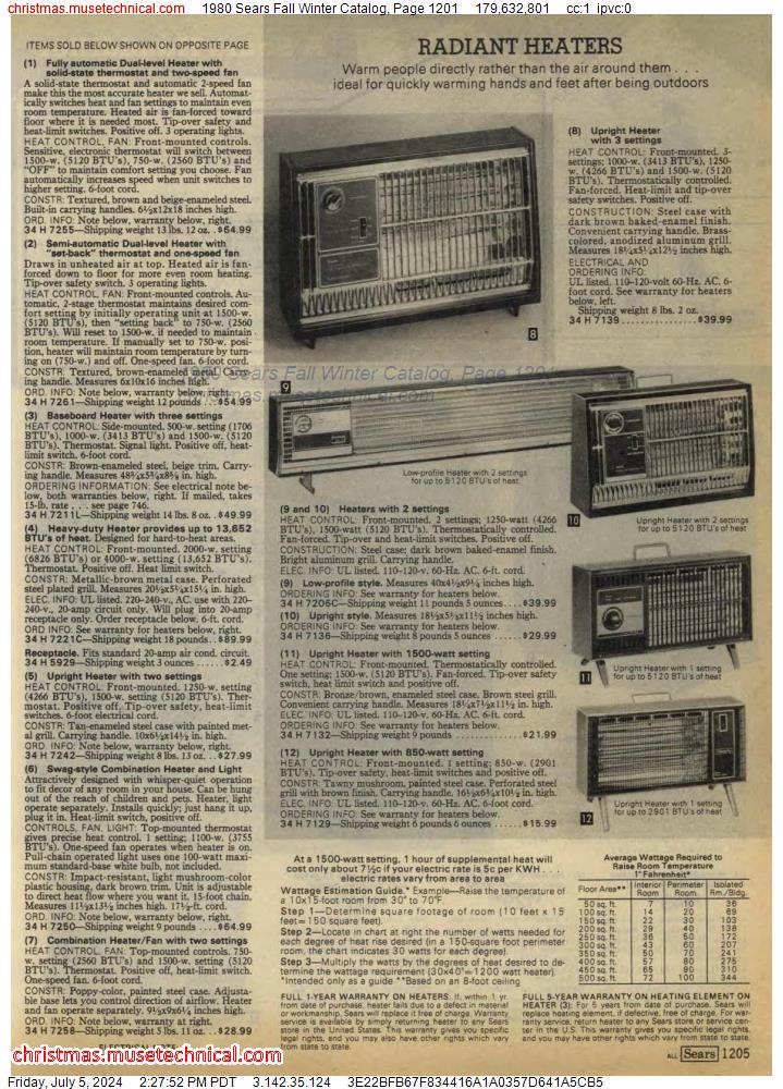1980 Sears Fall Winter Catalog, Page 1201
