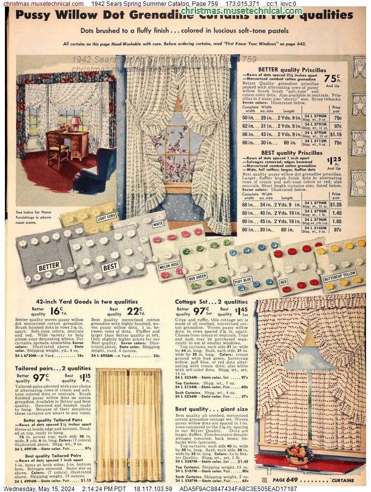 1942 Sears Spring Summer Catalog, Page 759
