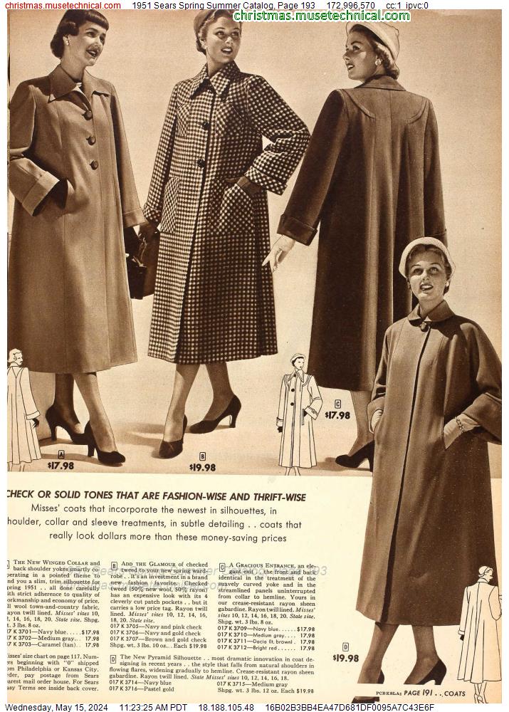 1951 Sears Spring Summer Catalog, Page 193