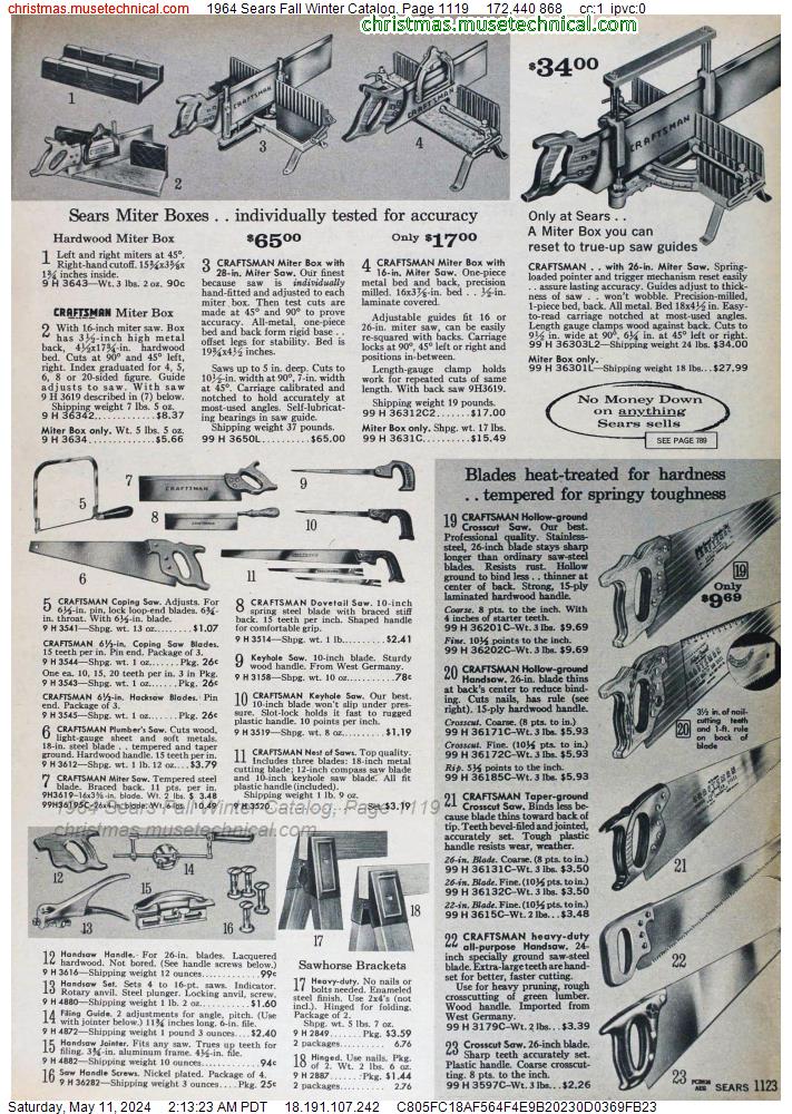 1964 Sears Fall Winter Catalog, Page 1119