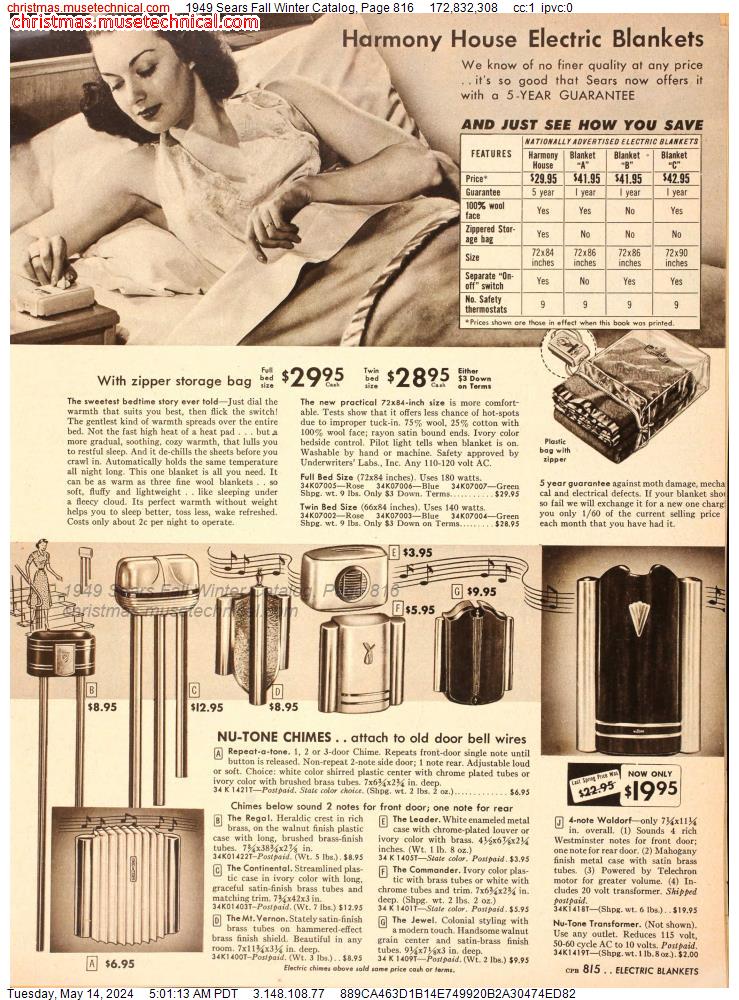 1949 Sears Fall Winter Catalog, Page 816