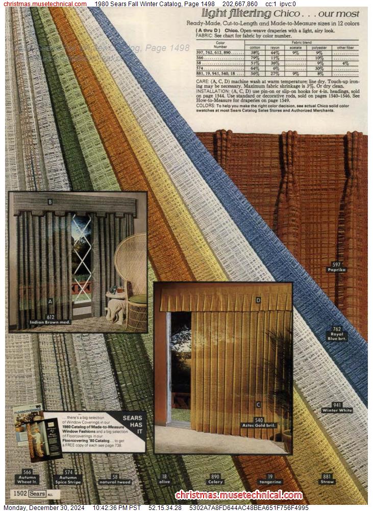 1980 Sears Fall Winter Catalog, Page 1498