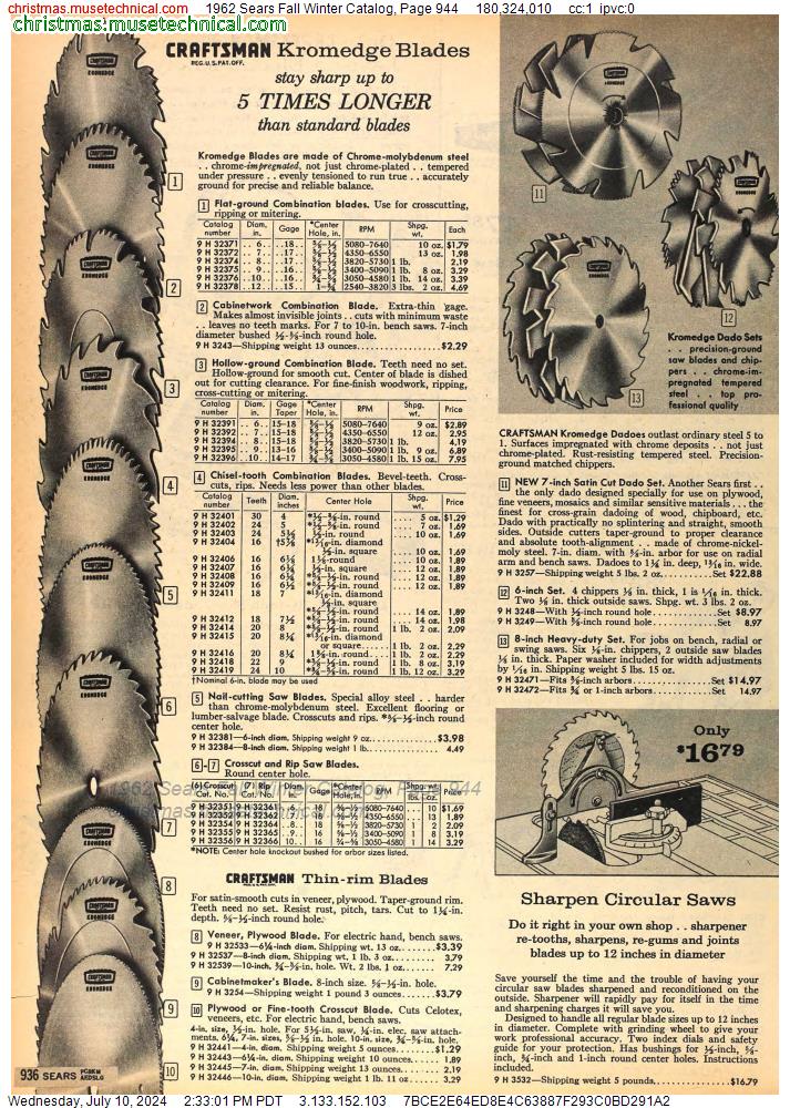 1962 Sears Fall Winter Catalog, Page 944