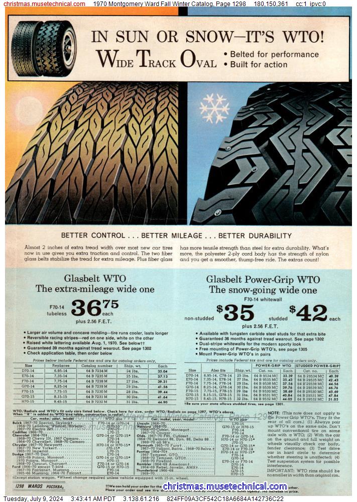 1970 Montgomery Ward Fall Winter Catalog, Page 1298