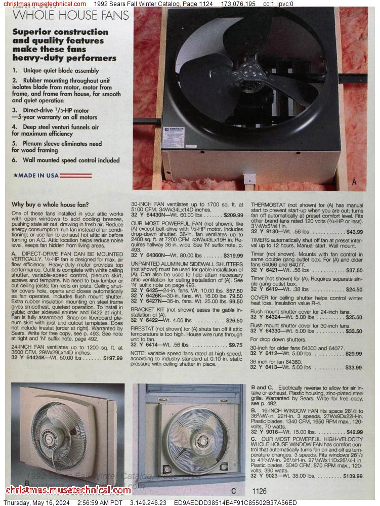 1992 Sears Fall Winter Catalog, Page 1124