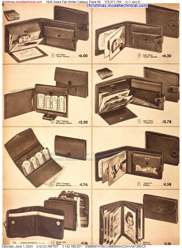 1945 Sears Fall Winter Catalog, Page 58