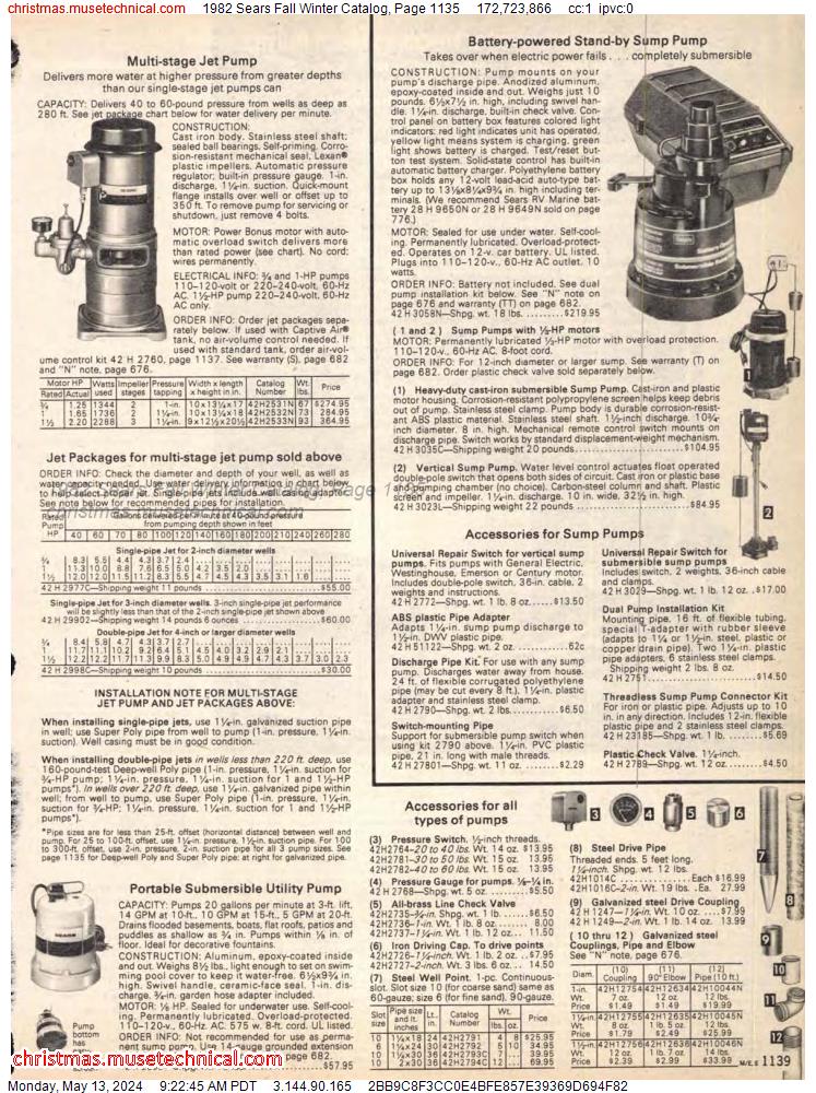 1982 Sears Fall Winter Catalog, Page 1135