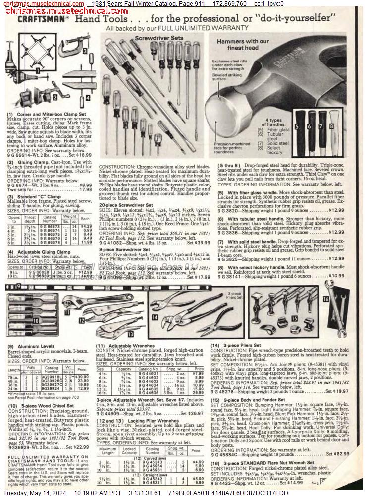 1981 Sears Fall Winter Catalog, Page 911