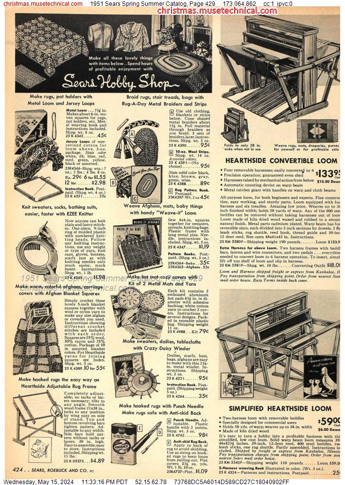 1951 Sears Spring Summer Catalog, Page 429