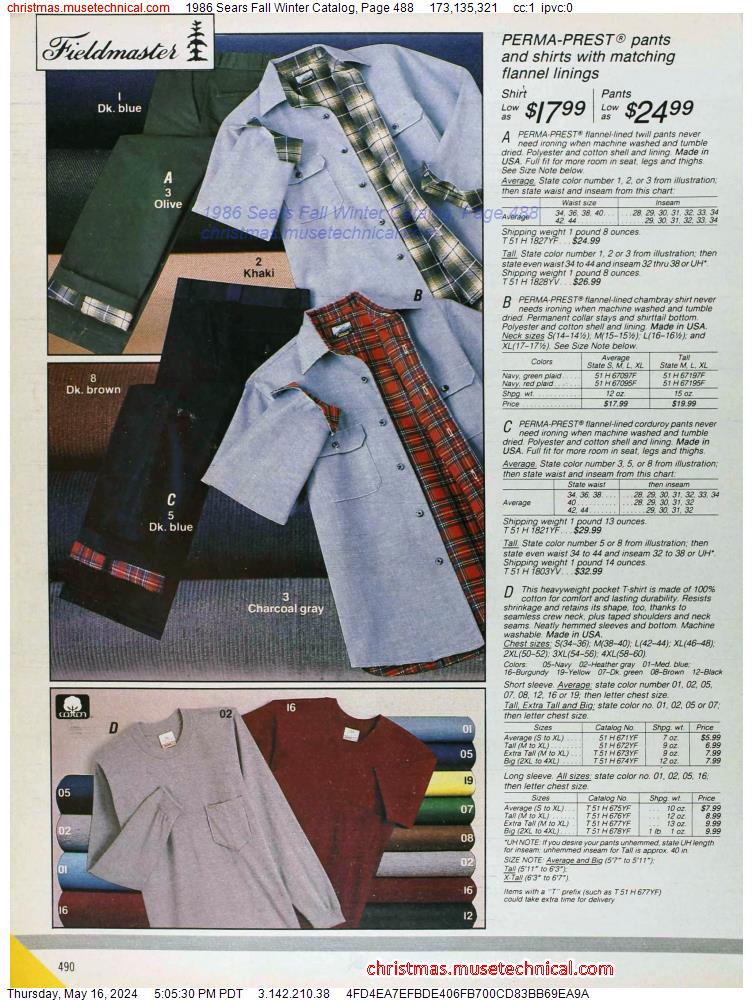 1986 Sears Fall Winter Catalog, Page 488