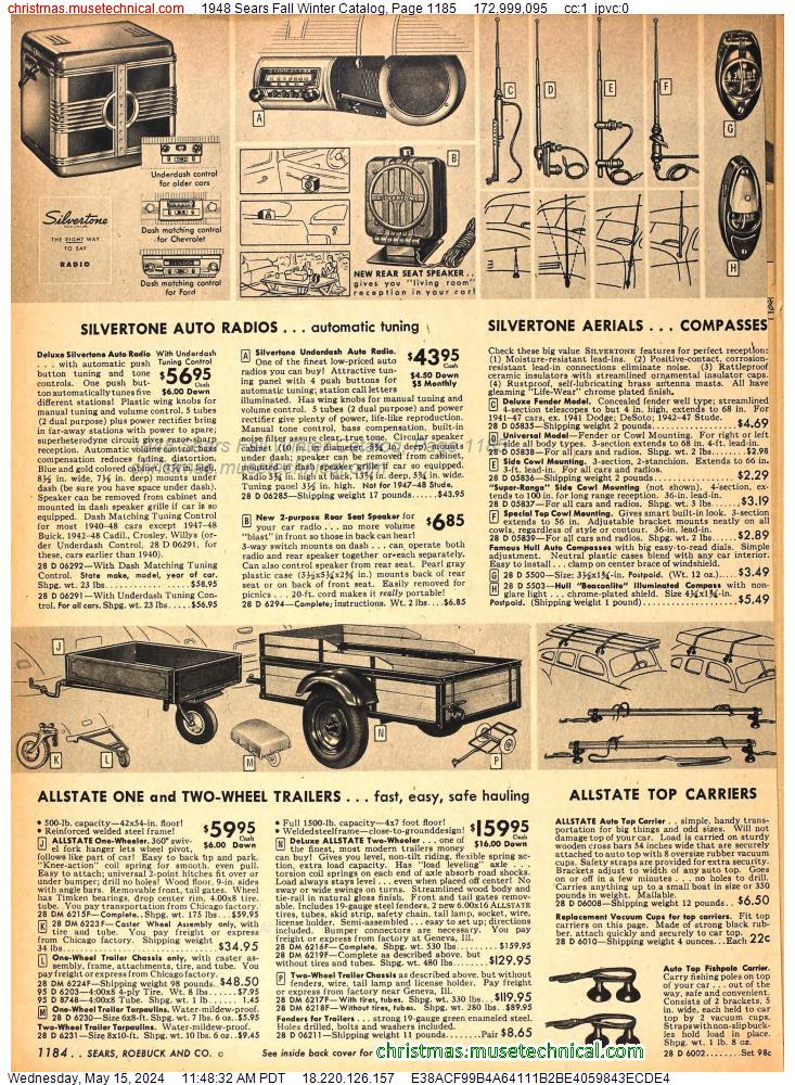 1948 Sears Fall Winter Catalog, Page 1185