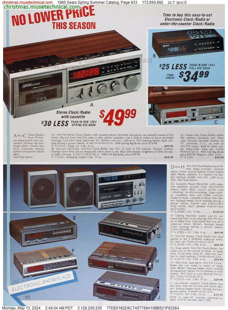 1985 Sears Spring Summer Catalog, Page 933
