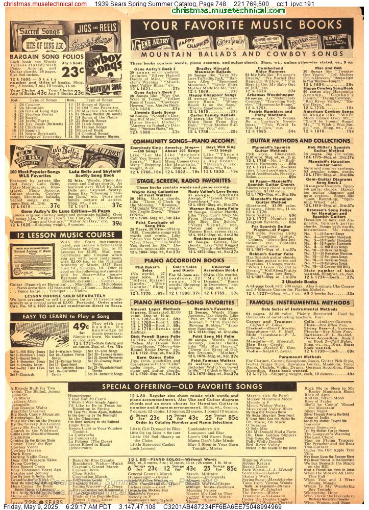 1939 Sears Spring Summer Catalog, Page 748