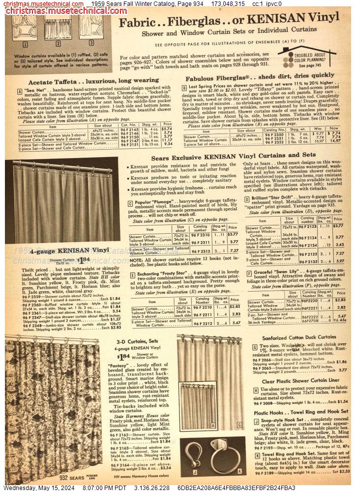 1959 Sears Fall Winter Catalog, Page 934