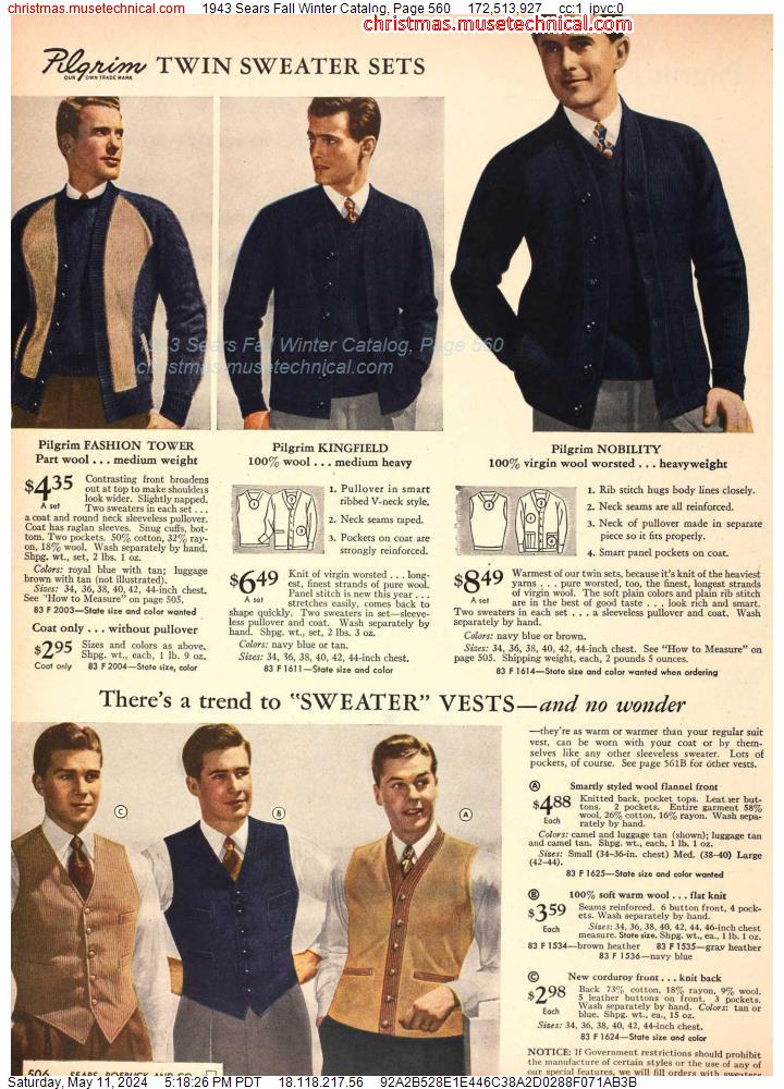 1943 Sears Fall Winter Catalog, Page 560