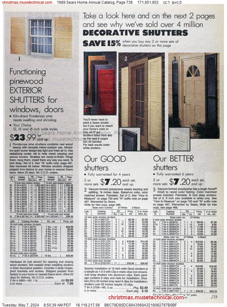 1989 Sears Home Annual Catalog, Page 736