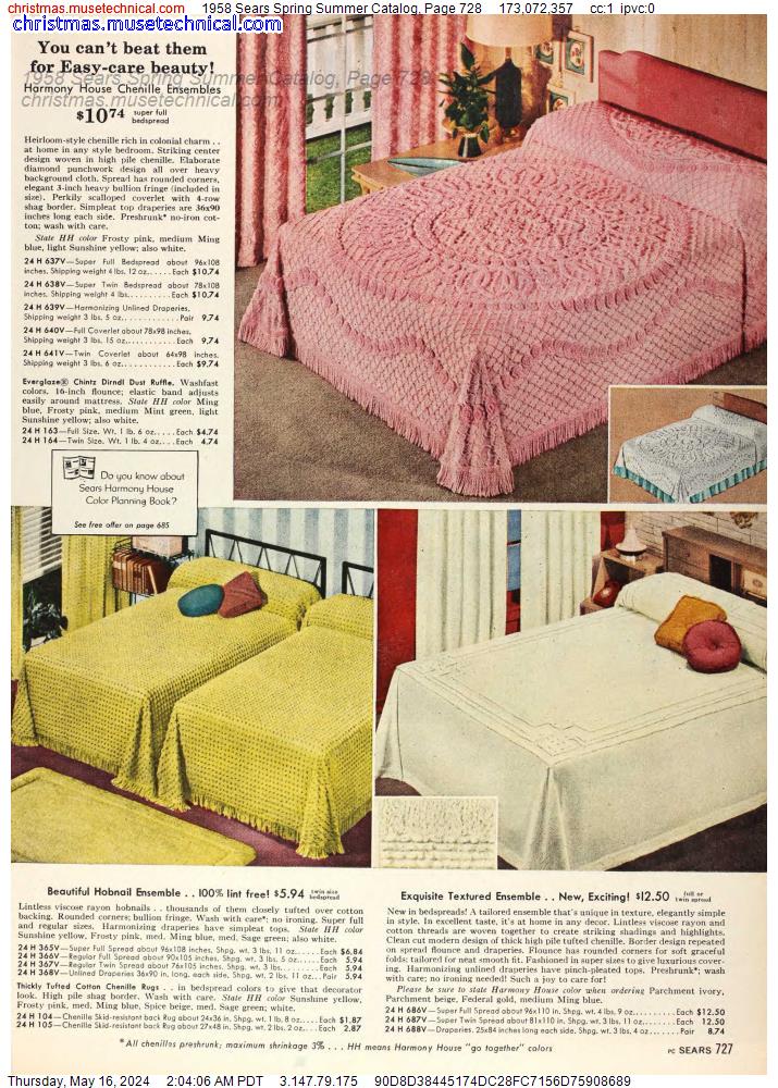 1958 Sears Spring Summer Catalog, Page 728