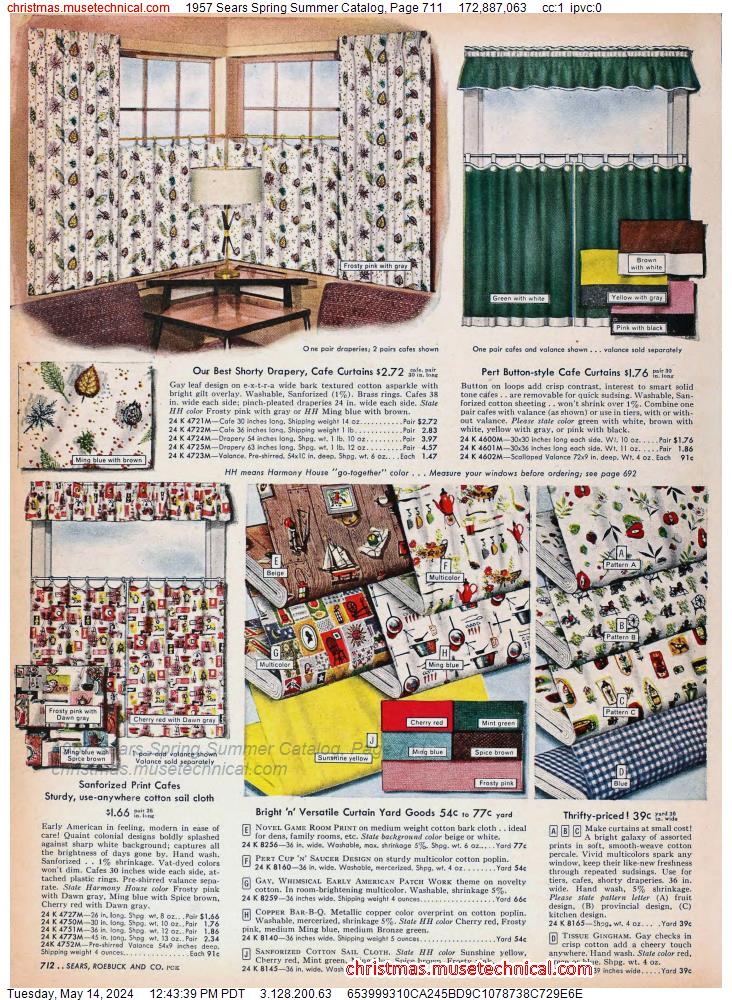 1957 Sears Spring Summer Catalog, Page 711