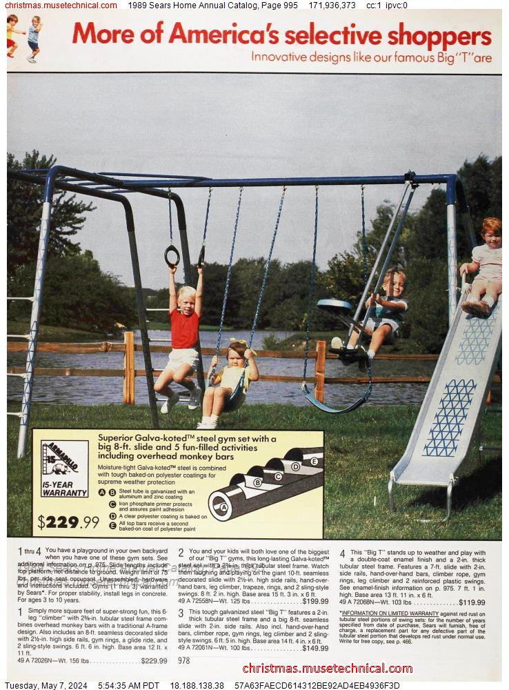 1989 Sears Home Annual Catalog, Page 995