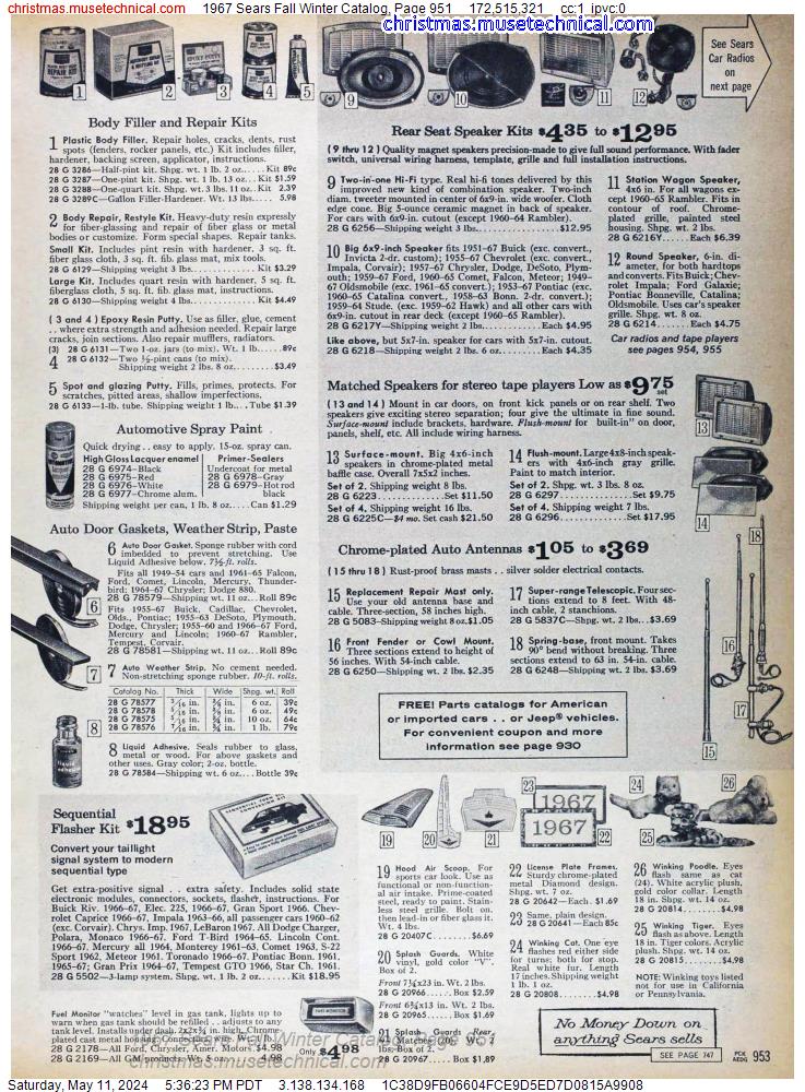 1967 Sears Fall Winter Catalog, Page 951