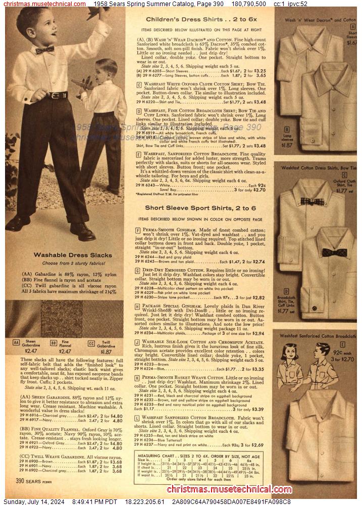 1958 Sears Spring Summer Catalog, Page 390