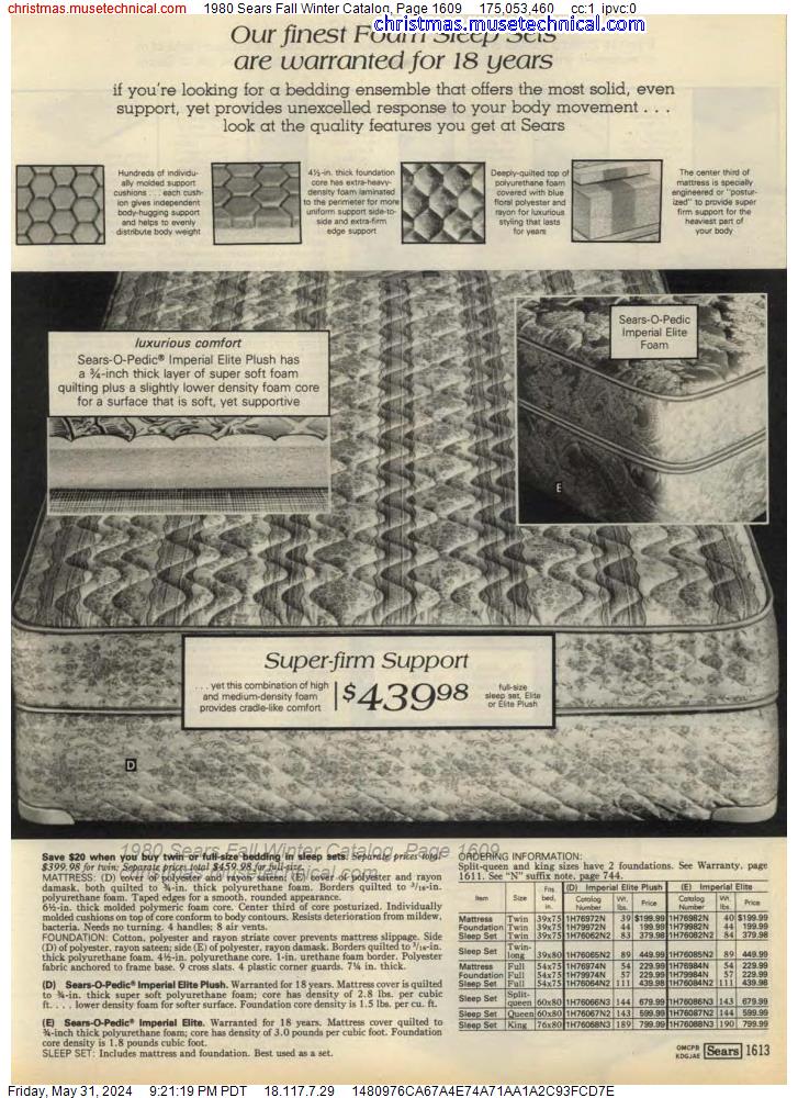 1980 Sears Fall Winter Catalog, Page 1609