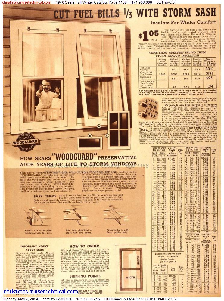1940 Sears Fall Winter Catalog, Page 1158