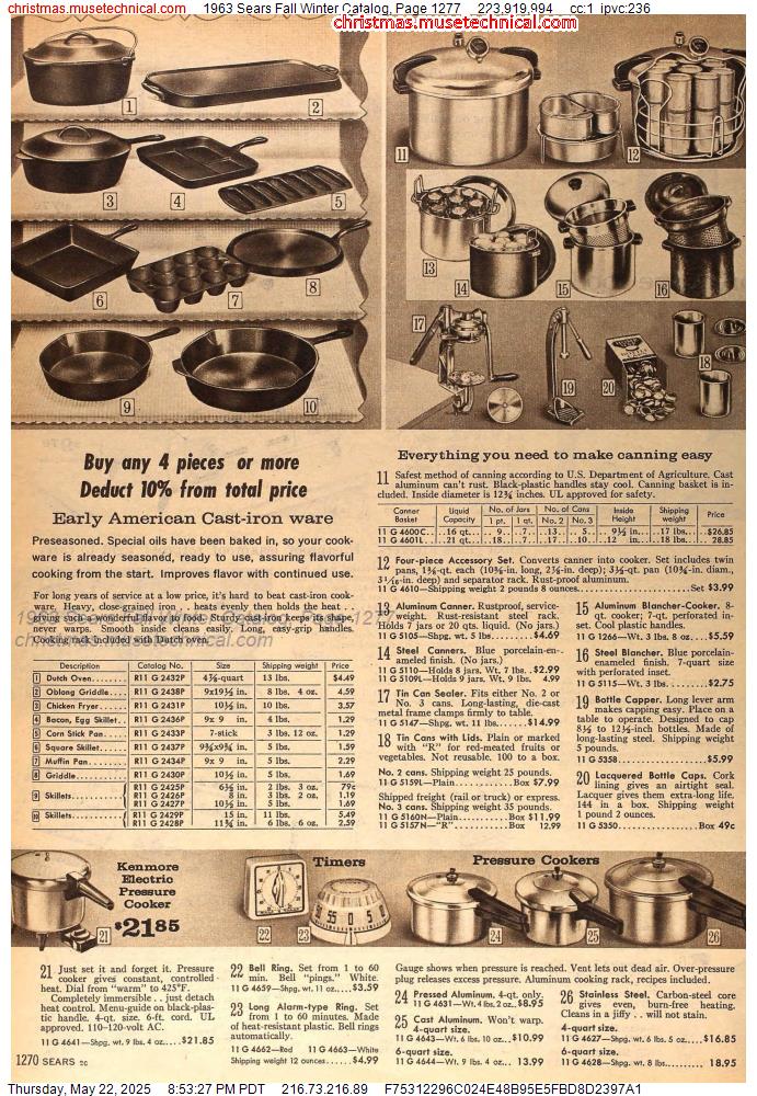 1963 Sears Fall Winter Catalog, Page 1277
