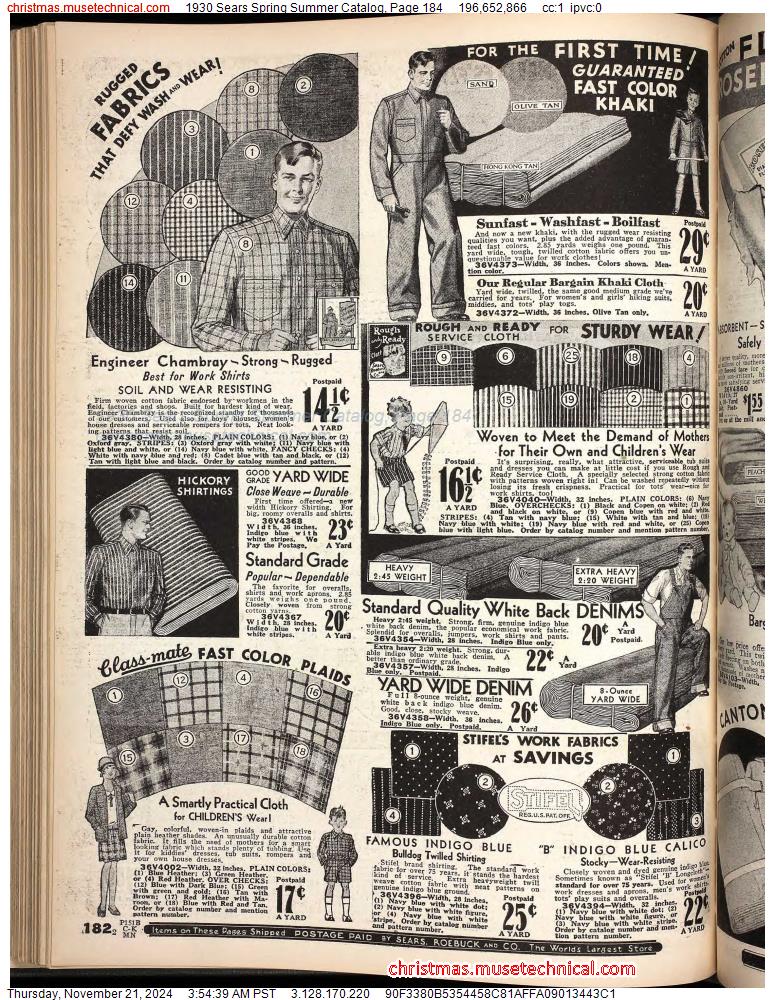 1930 Sears Spring Summer Catalog, Page 184