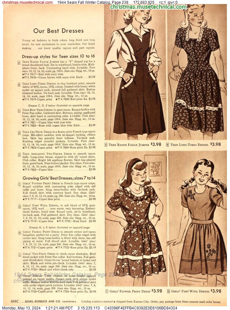 1944 Sears Fall Winter Catalog, Page 238