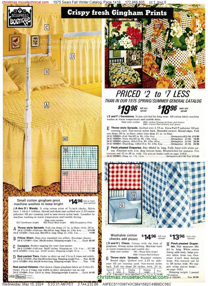 1975 Sears Fall Winter Catalog, Page 1418