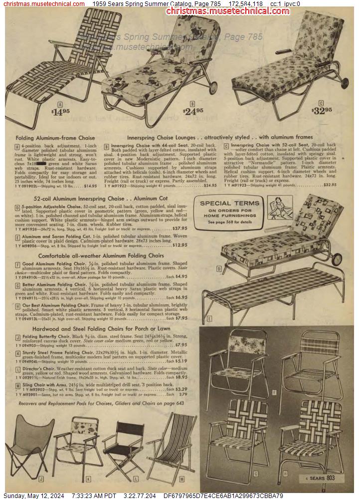 1959 Sears Spring Summer Catalog, Page 785