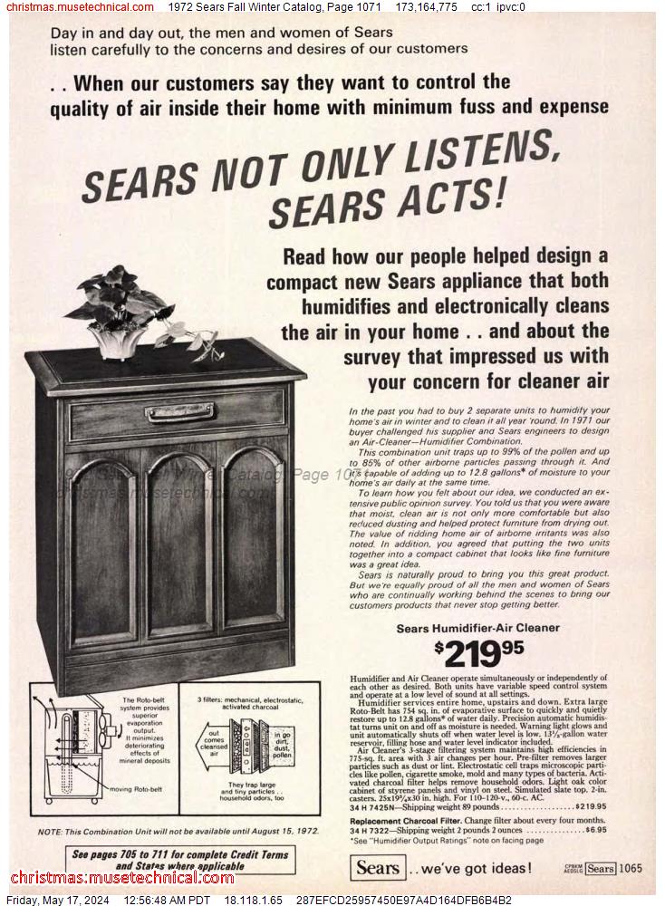 1972 Sears Fall Winter Catalog, Page 1071