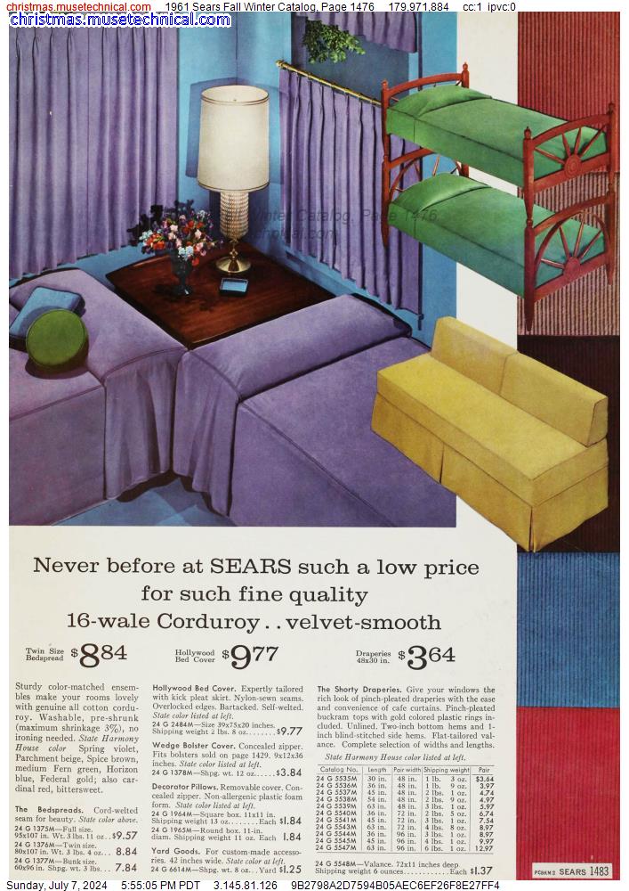 1961 Sears Fall Winter Catalog, Page 1476