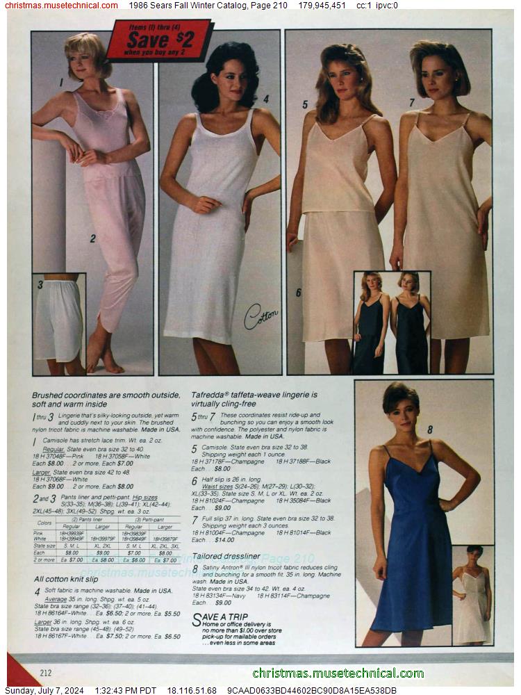 1986 Sears Fall Winter Catalog, Page 210