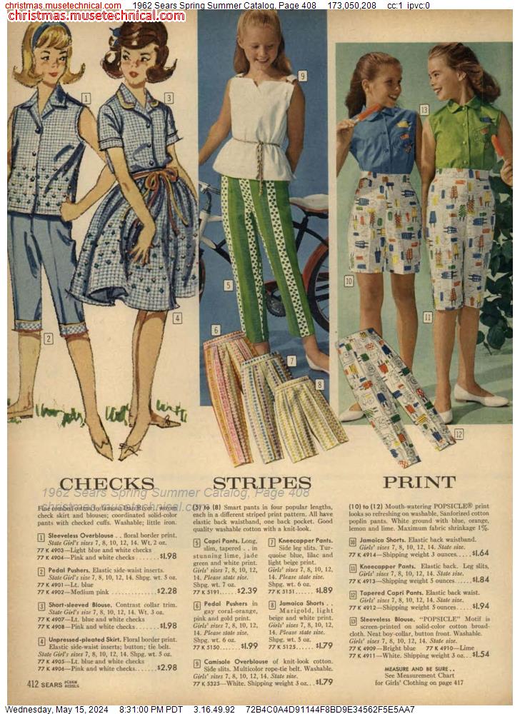 1962 Sears Spring Summer Catalog, Page 408