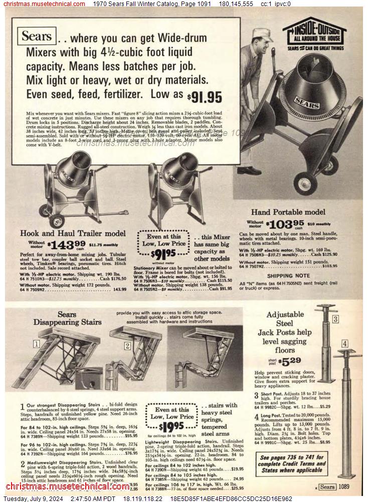 1970 Sears Fall Winter Catalog, Page 1091