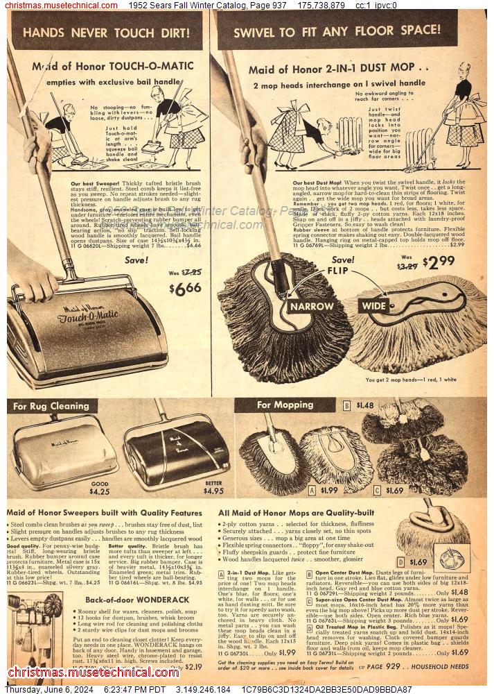 1952 Sears Fall Winter Catalog, Page 937