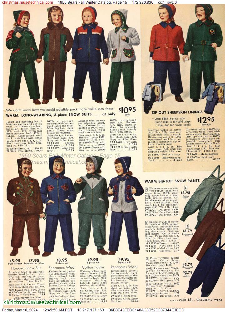 1950 Sears Fall Winter Catalog, Page 15