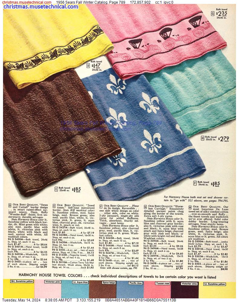1956 Sears Fall Winter Catalog, Page 789