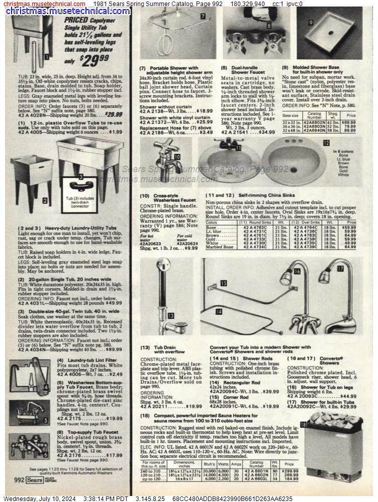 1981 Sears Spring Summer Catalog, Page 992