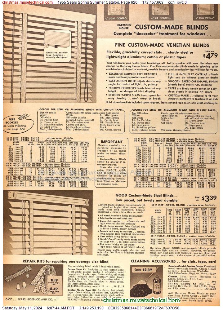 1955 Sears Spring Summer Catalog, Page 620