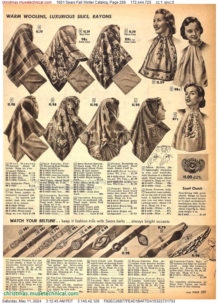 1951 Sears Fall Winter Catalog, Page 289